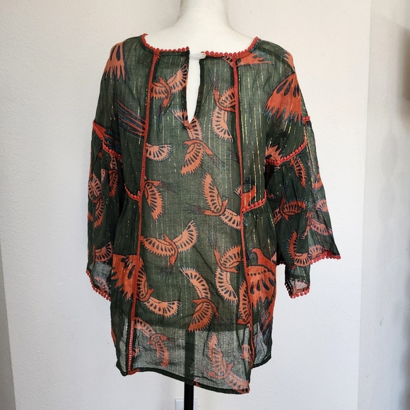 SOLD Rachel Zoe Boho Bird Blouse - M - Picture 4 of 10